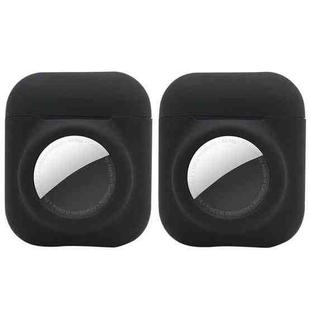 2PCS 2 In 1 Earphone Protective Case Tracker Cover For AirTag / Airpods 2(Black)