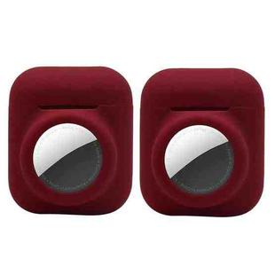 2PCS 2 In 1 Earphone Protective Case Tracker Cover For AirTag / Airpods 2(Claret)