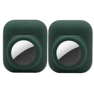 2PCS 2 In 1 Earphone Protective Case Tracker Cover For AirTag / Airpods 2(Dark Green)