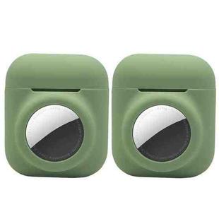 2PCS 2 In 1 Earphone Protective Case Tracker Cover For AirTag / Airpods 2(Avocado Green)