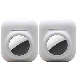 2PCS 2 In 1 Earphone Protective Case Tracker Cover For AirTag / Airpods 2(White)