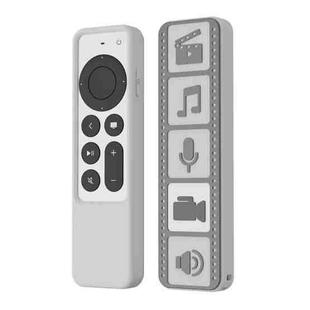 Silicone Remote Controller Waterproof Anti-Slip Protective Cover For Apple TV 4K 2021(Gray White)