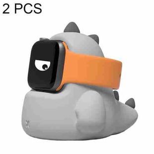 2 PCS H003 Cute Dinosaur Shaped Silicone Charging Stand without Watch For Apple Watch(Grey)