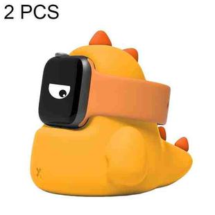 2 PCS H003 Cute Dinosaur Shaped Silicone Charging Stand without Watch For Apple Watch(Yellow)