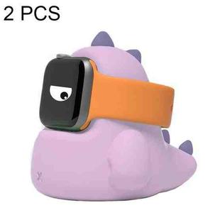 2 PCS H003 Cute Dinosaur Shaped Silicone Charging Stand without Watch For Apple Watch(Purple)