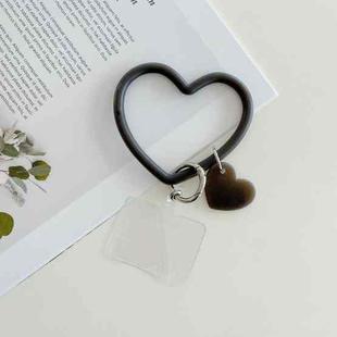 5 PCS Heart-shaped Silicone Bracelet Mobile Phone Lanyard Anti-lost Wrist Rope(Transparent Black)