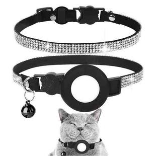 Rhinestone Pet Collar with Bell for Airtag Tracker Case(White Diamond Black)