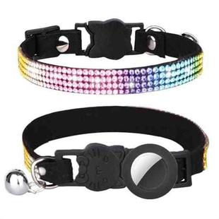 Rhinestone Pet Collar with Bell for Airtag Tracker Case(Color Diamond Black)