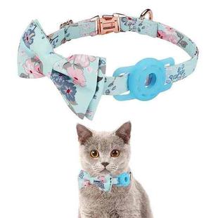 Pet Tracker Collar Insert Buckle Bow Collar For AirTag(Luminous Blue)