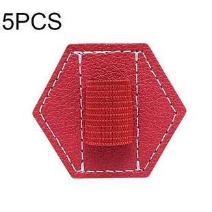 5 PCS Capacitive Pen Bag Self Adhesive Pen Holder PU Pen Clip,Style: Hexagonal Red