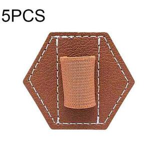 5 PCS Capacitive Pen Bag Self Adhesive Pen Holder PU Pen Clip,Style: Hexagonal Brown