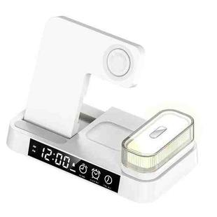 A37 30W 3-in-1 Wireless Charging Phone Stand with RGB Night Light & Alarm Clock & Watch Charger For Apple Function(White)