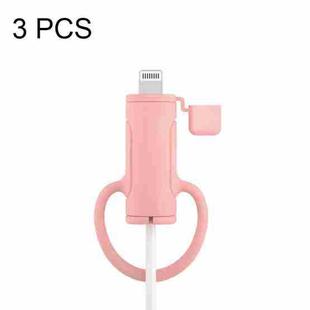 3 PCS Soft Washable Data Cable Silicone Case For Apple, Spec: 8 Pin (Pink)