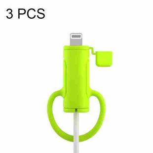 3 PCS Soft Washable Data Cable Silicone Case For Apple, Spec: 8 Pin (Mustard Green)