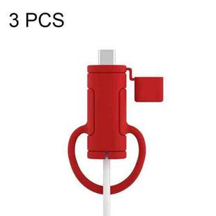 3 PCS Soft Washable Data Cable Silicone Case For Apple, Spec: Type-C (Red)