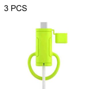 3 PCS Soft Washable Data Cable Silicone Case For Apple, Spec: Type-C (Mustard Green)