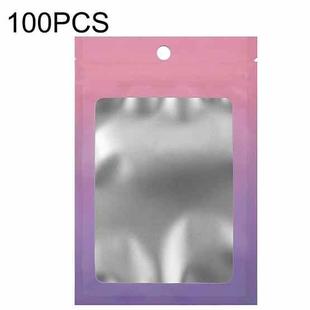 100PCS Aluminum Foil Ziplock Bag Jewelry Data Line Sealed Packaging Bag, Size: 12x18cm (Pink Gradually Purple)
