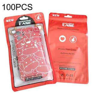 100PCS Phone Case Plastic Self-Sealing Pearl Packaging Bags, Size: 13.5x24cm (Red)
