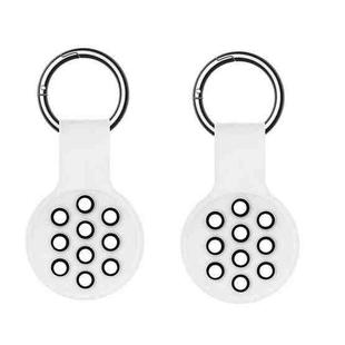2 PCS  Contrast Color Perforated Silicone Case for AirTag Tracker(White Black 03)