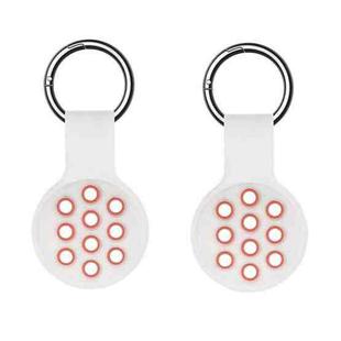 2 PCS  Contrast Color Perforated Silicone Case for AirTag Tracker(White Pink 06)