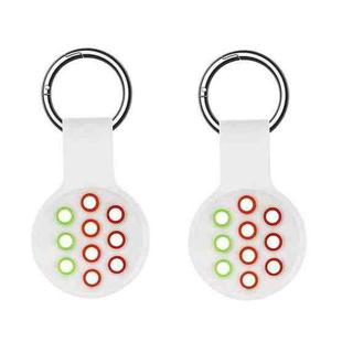 2 PCS  Contrast Color Perforated Silicone Case for AirTag Tracker(White Colorful 08)
