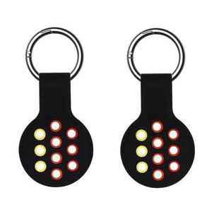 2 PCS  Contrast Color Perforated Silicone Case for AirTag Tracker(Black Colorful 12)