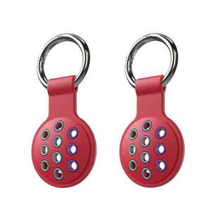 2 PCS  Contrast Color Perforated Silicone Case for AirTag Tracker(Red Colorful 16)