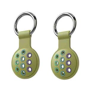 2 PCS  Contrast Color Perforated Silicone Case for AirTag Tracker(Green Colorful 17)