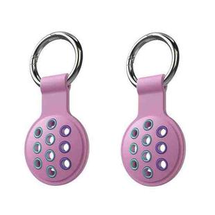 2 PCS  Contrast Color Perforated Silicone Case for AirTag Tracker(Purple Colorful 18)