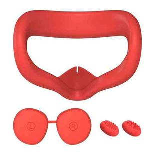 VR Silicone Eye Mask+Lens Protective Cover+Joystick Hat, For Oculus Quest 2(Red)