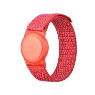 220mm For AirTag Tracker Child Adult Nylon Strap Wristband Protective Case  (Red)