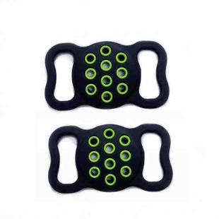 2  PCS Contrast Color Perforated Pet Collar Silicone Cover for AirTag(Dark Green)