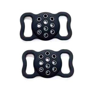 2  PCS Contrast Color Perforated Pet Collar Silicone Cover for AirTag(Black and Gray)