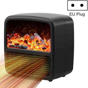 YJQ-N6 3D Anti-real Flame Heater Desktop Energy-saving Electric Heater, Spec: EU Plug(Black)