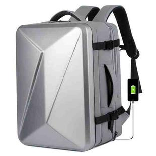 Large-capacity Waterproof Expandable Hard Shell Backpack with USB Charging Hole(162 Light Gray)