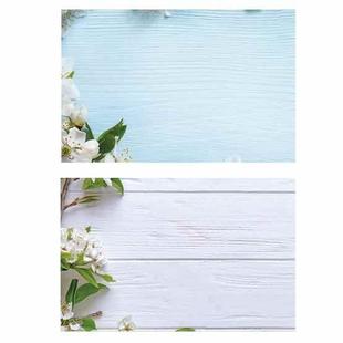 3D Double-Sided Matte Photography Background Paper(White Flower Blue White Wood Grain)
