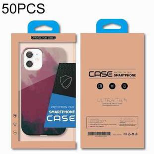 50 PCS Kraft Paper Phone Case Packaging Box  L Inner Tray   6.1-6.7 Inch(Blue)