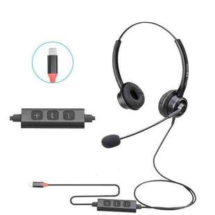 VT200D Double Ears Telephone Headset Operator Headset With Mic,Spec: Type-C With Answer Key