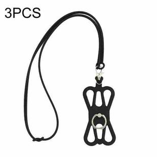 3 PCS Universal Phone Lanyard Strap Silicone Phone Ring Holder(Black)