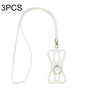 3 PCS Universal Phone Lanyard Strap Silicone Phone Ring Holder(White)