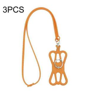 3 PCS Universal Phone Lanyard Strap Silicone Phone Ring Holder(Yellow)