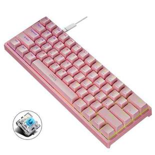 LEAVEN K620 61 Keys Hot Plug-in Glowing Game Wired Mechanical Keyboard, Cable Length: 1.8m, Color: Pink Green Shaft