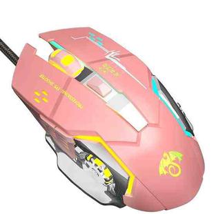LEAVEN X6 6 Keys Game Computer Ergonomic Wired Mouse, Cable Length: 1.42m(Pink)