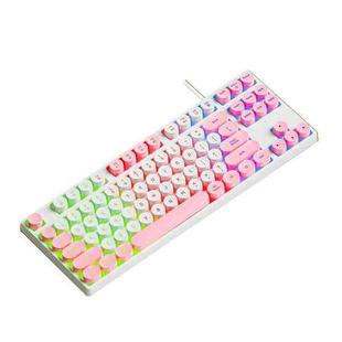 Dark Alien DK100 87 Keys Hot Plug-In Glowing Game Wired Mechanical Keyboard, Cable Length: 1.3m(Pink White)