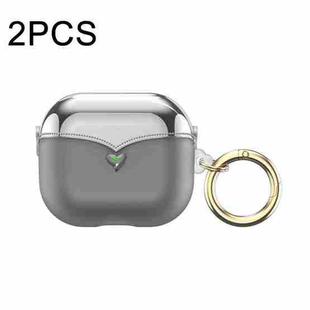 For AirPods Pro 2 2pcs One-piece Plating TPU Soft Shell Protective Case(Transparent Black+Silver)