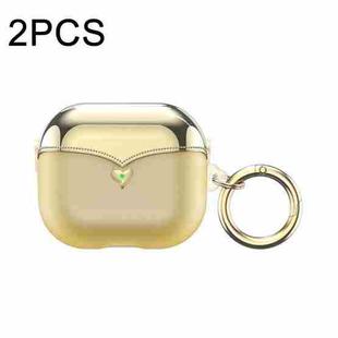 For AirPods Pro 2 2pcs One-piece Plating TPU Soft Shell Protective Case(Transparent Gold+Gold)