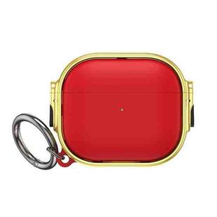 For  AirPods Pro 2 Drop-proof Case Split Design Plating Protection Cover(Gold+Red)