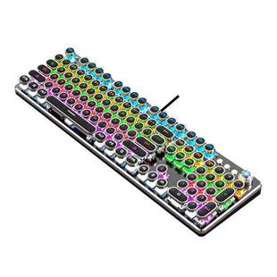 K820 104 Keys Retro Punk Plating Knob Glowing Wired Green Shaft Keyboard, Cable Length: 1.6m, Style: Running Lights (Black)