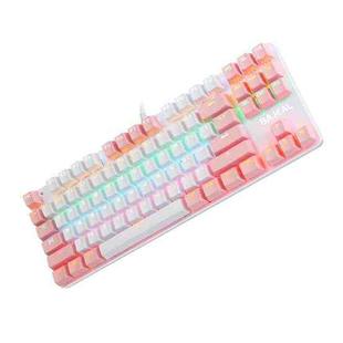 BAJEAL K100 87 Keys Green Shaft Wired Mechanical Keyboard, Cable Length: 1.6m(White Pink)