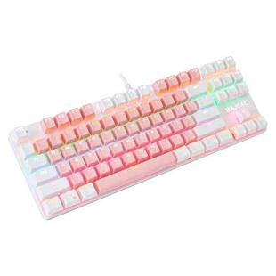BAJEAL K100 87 Keys Green Shaft Wired Mechanical Keyboard, Cable Length: 1.6m(Pink White)